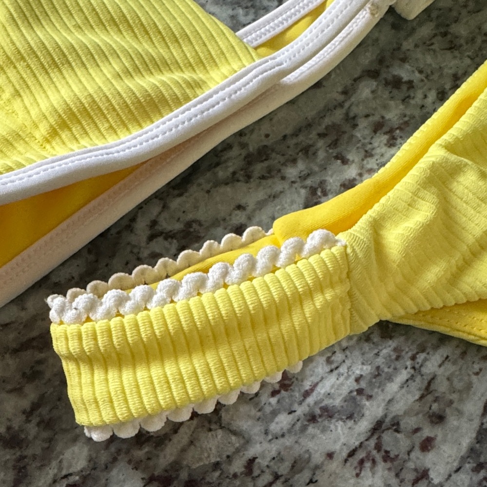 LPA Yellow Ribbed Triangle Bikini Set - Picture 3 of 4